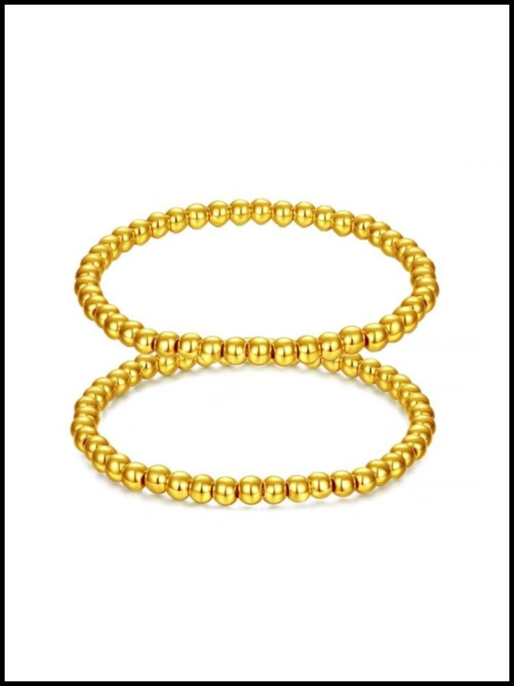 Stackable Gold Beaded Bracelets Women 18k Gold Plated 4mm Titanium Steel